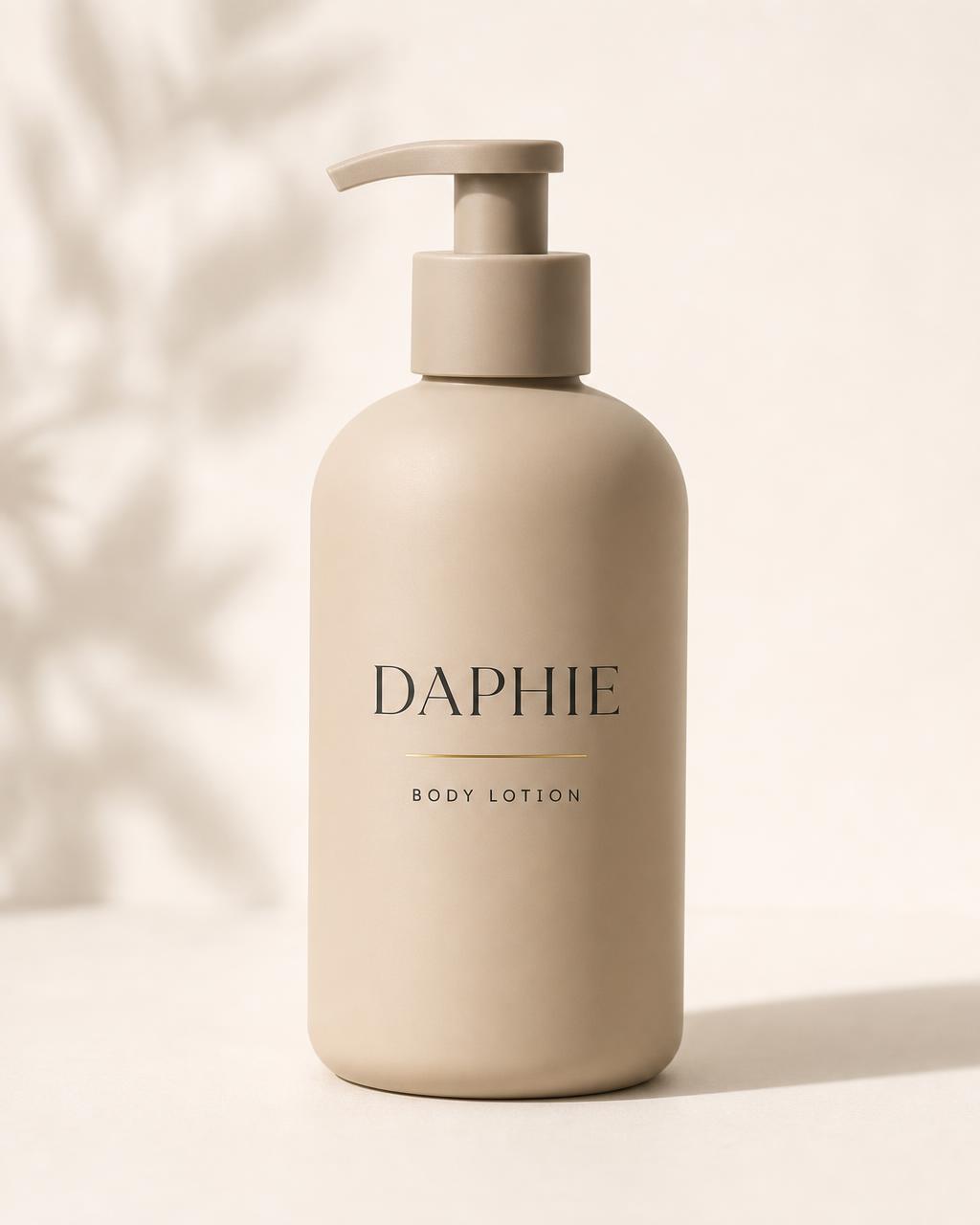 Clay-toned pump bottle of Daphie Renewing Body Lotion