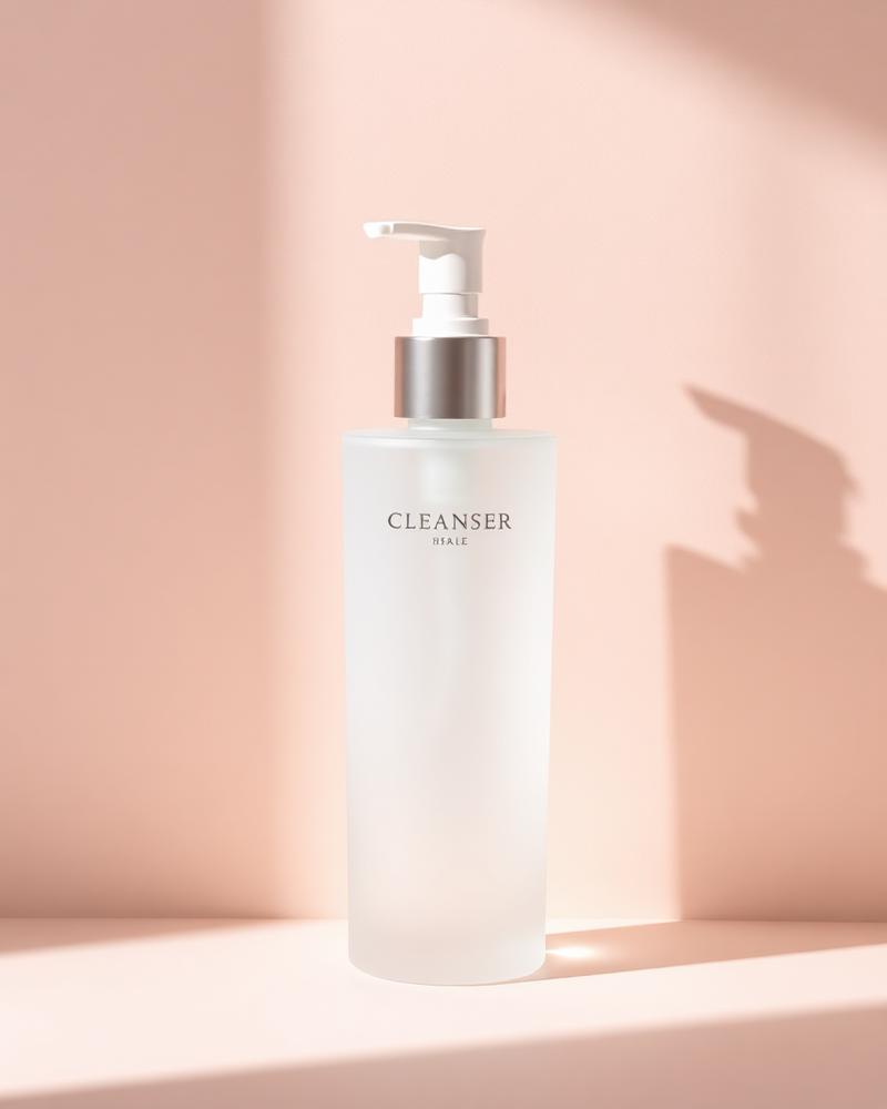 Frosted glass pump bottle of Daphie Quiet Milk Cleanser